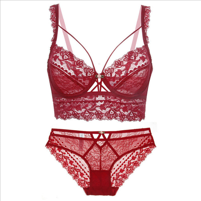 Ultra-thin Non-sponge Sexy Bra Set With Lace Embroidery