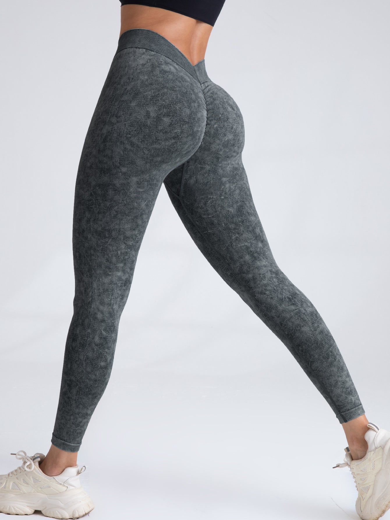 V Back Scrunch Butt Workout Leggings Women Seamless Gym Yoga Leggings High Waist